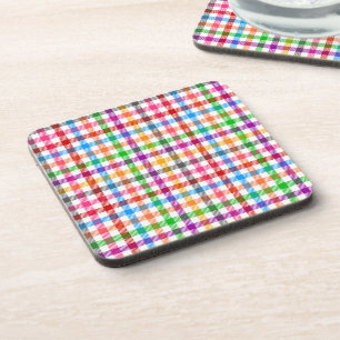 Kleurrijke Regenboog Gingham Schotse Ruit Ontwerp  Bier Onderzetter