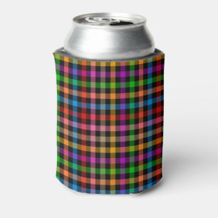 Kleurrijke Regenboog Gingham Schotse Ruit Ontwerp Blikjeskoeler