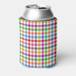 Kleurrijke Regenboog Gingham Schotse Ruit Ontwerp Blikjeskoeler