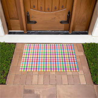 Kleurrijke Regenboog Gingham Schotse Ruit Ontwerp  Deurmat