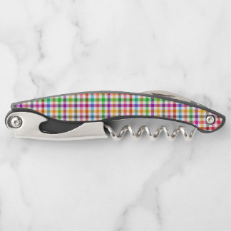 Kleurrijke Regenboog Gingham Schotse Ruit Ontwerp  Kurkentrekker