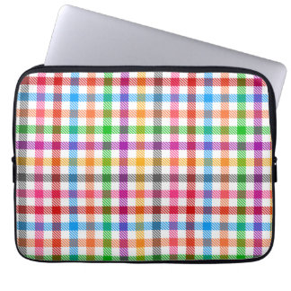 Kleurrijke Regenboog Gingham Schotse Ruit Ontwerp  Laptop Sleeve