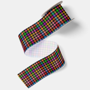 Kleurrijke Regenboog Gingham Schotse Ruit Ontwerp Lint