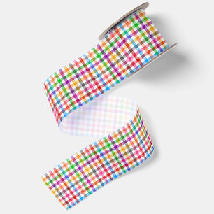 Kleurrijke Regenboog Gingham Schotse Ruit Ontwerp Lint