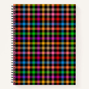 Kleurrijke Regenboog Gingham Schotse Ruit Ontwerp Notitieboek