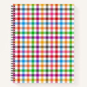 Kleurrijke Regenboog Gingham Schotse Ruit Ontwerp Notitieboek