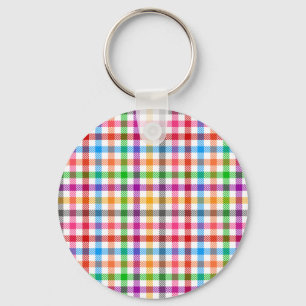 Kleurrijke Regenboog Gingham Schotse Ruit Ontwerp Sleutelhanger