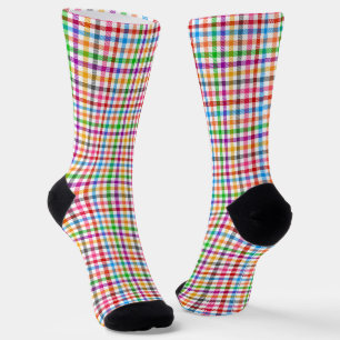 Kleurrijke Regenboog Gingham Schotse Ruit Ontwerp Sokken