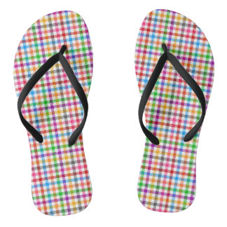 Kleurrijke Regenboog Gingham Schotse Ruit Ontwerp  Teenslippers