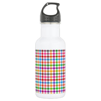 Kleurrijke Regenboog Gingham Schotse Ruit Ontwerp  Waterfles