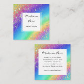 Kleurrijke Regenboog Goud Holografische Luxe Moder Vierkante Visitekaartje (Voorkant / Achterkant)