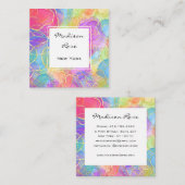 Kleurrijke Regenboog Goud Holografische Luxe Moder Vierkante Visitekaartje (Voorkant / Achterkant)