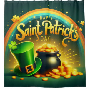 Kleurrijke regenboog goud Saint Patrick's Day Douchegordijn