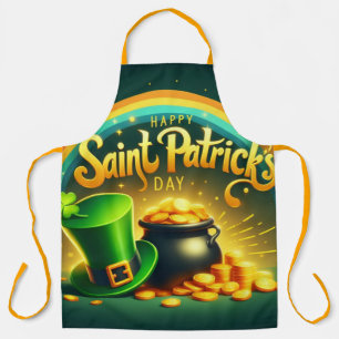 Kleurrijke regenboog goud Saint Patrick's Day Schort