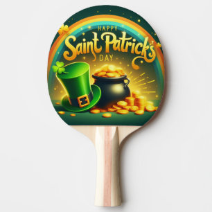 Kleurrijke regenboog goud Saint Patrick's Day Tafeltennisbatje