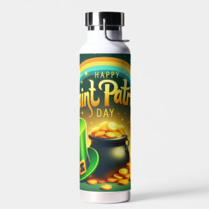 Kleurrijke regenboog goud Saint Patrick's Day Waterfles