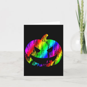 Kleurrijke regenboog Halloween Jack O Lantern Pomp Kaart