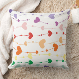 Kleurrijke Regenboog Hart Garland Patroon Kussen