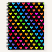 Kleurrijke regenboog harten band patroon notitieboek (Voorkant)