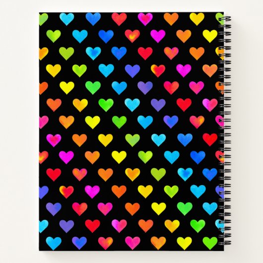 Kleurrijke regenboog harten band patroon notitieboek (Achterkant)