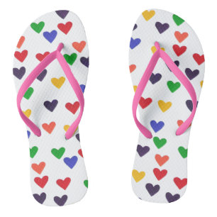 Kleurrijke Regenboog Harten Roze Bandjes Flipflops Teenslippers
