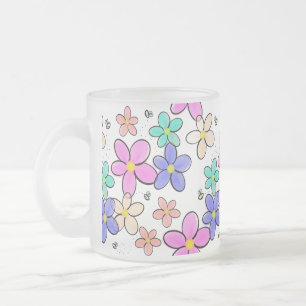 kleurrijke regenboog heldere bloemen hommels bloem matglas koffiemok