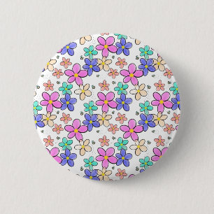 kleurrijke regenboog heldere bloemen hommels bloem ronde button 5,7 cm