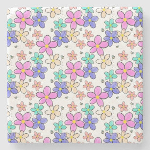 kleurrijke regenboog heldere bloemen hommels bloem stenen onderzetter