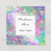 Kleurrijke Regenboog Holografische Luxe Trendy Mod Vierkante Visitekaartje (Voorkant)