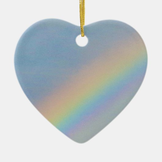 Kleurrijke regenboog in blauwe lucht, jonge vrouw keramisch ornament (Voorkant)