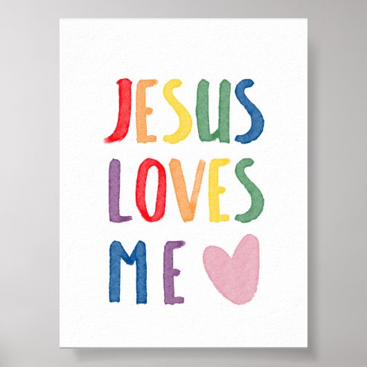 Kleurrijke regenboog Jezus houdt van me print (Voorkant)