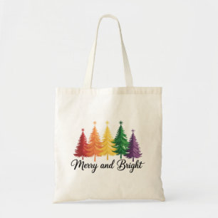Kleurrijke Regenboog Kerstboom Gay LGBTQ Tote Bag