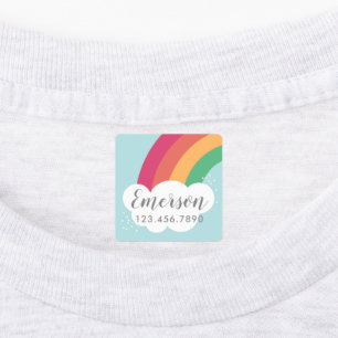 Kleurrijke regenboog kinderen strijklabel labels
