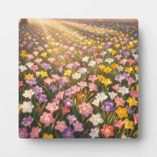 Kleurrijke Regenboog Lelie Bloemenveld Fotoplaat