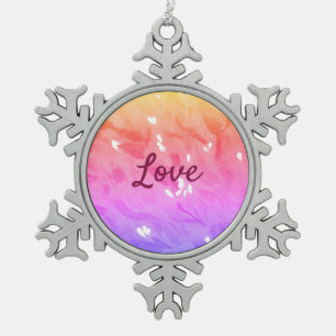 Kleurrijke regenboog liefde trots LGBTQ gay patroo Tin Sneeuwvlok Ornament