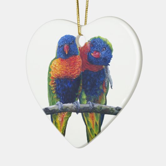 Kleurrijke regenboog Lorikeets parrots Keramisch Ornament (Links)