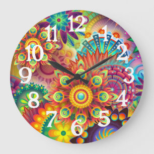 Kleurrijke Regenboog Mandala's Klok