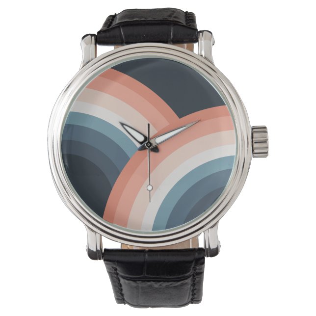 Kleurrijke regenboog met dubbele retro-stijl horloge (Voorkant)