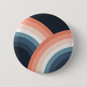 Kleurrijke regenboog met dubbele retro-stijl ronde button 5,7 cm