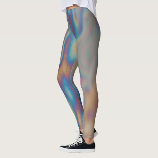 Kleurrijke regenboog moiré reflectie leggings (Links)