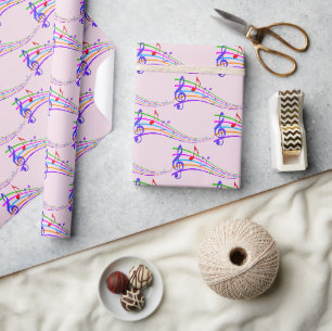 Kleurrijke Regenboog Musical Notes Cadeaupapier
