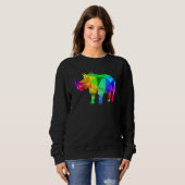 Kleurrijke regenboog neushoorn trui (Voorkant volledig)