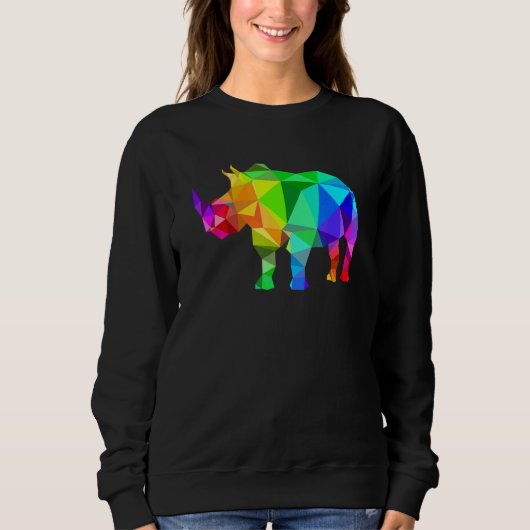 Kleurrijke regenboog neushoorn trui (Voorkant)
