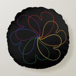 Kleurrijke regenboog op Black Chic hars flower Rond Kussen