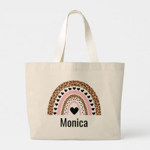 Kleurrijke Regenboog Persoonlijke Naam Boodschappe Grote Tote Bag