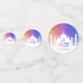 Kleurrijke Regenboog Polygonale Eid Moskee Confetti (Voorkanten)