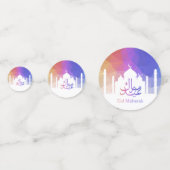 Kleurrijke Regenboog Polygonale Eid Moskee Confetti (Achterkanten)