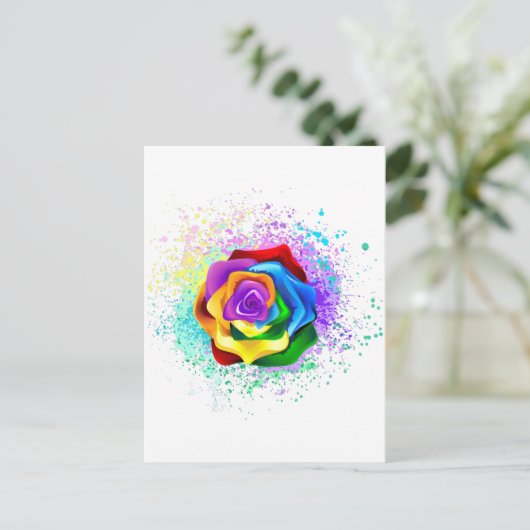 Kleurrijke Regenboog Roos Aankondigingskaart (Staand voorkant)