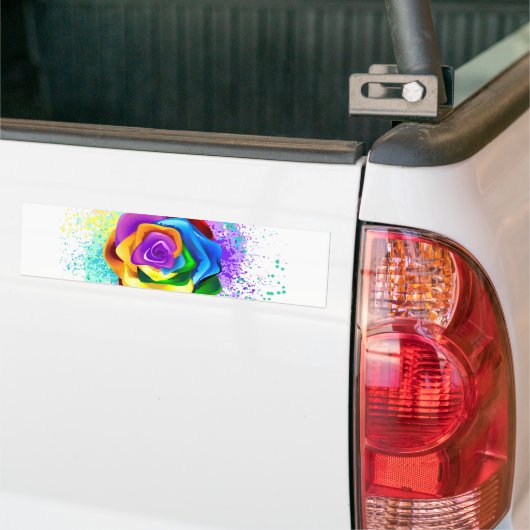 Kleurrijke Regenboog Roos Bumpersticker (Op Truck)