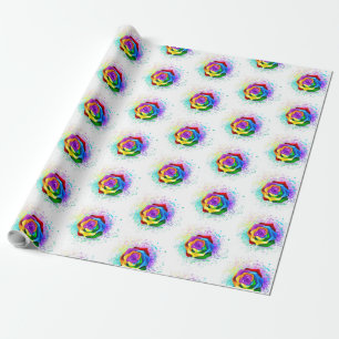 Kleurrijke Regenboog Roos Cadeaupapier